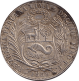 1889 SILVER PERU SOL - SILVER WORLD COINS - Cambridgeshire Coins