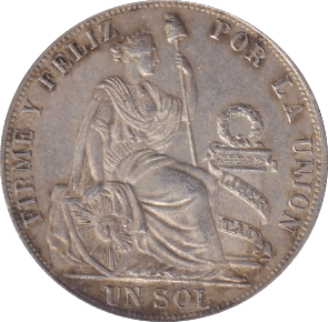 1889 SILVER PERU SOL - SILVER WORLD COINS - Cambridgeshire Coins