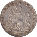 1889 SILVER PERU SOL - SILVER WORLD COINS - Cambridgeshire Coins