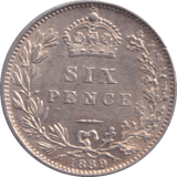 1889 SIXPENCE ( AUNC ) - SIXPENCE - Cambridgeshire Coins