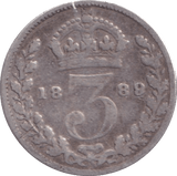 1889 THREEPENCE ( FINE ) - Threepence - Cambridgeshire Coins