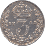1889 THREEPENCE ( GVF ) - THREEPENCE - Cambridgeshire Coins