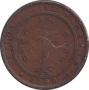 1890 5 CENTS CEYLON - WORLD COINS - Cambridgeshire Coins