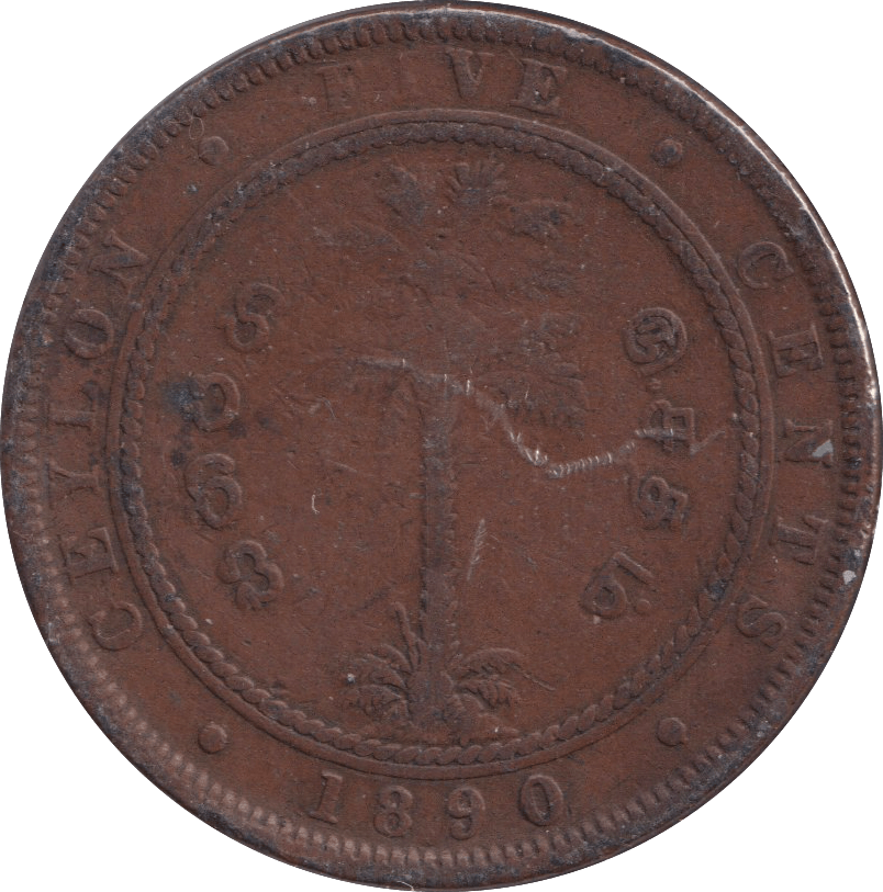 1890 5 CENTS CEYLON - WORLD COINS - Cambridgeshire Coins