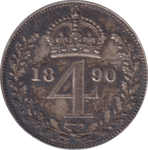 1890 FOUR PENCE (VF) - FOURPENCE - Cambridgeshire Coins