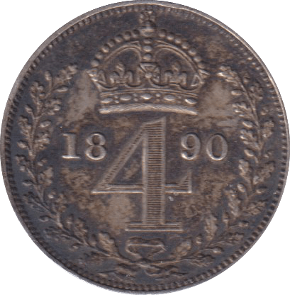1890 FOUR PENCE (VF) - FOURPENCE - Cambridgeshire Coins