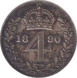 1890 FOUR PENCE (VF) - FOURPENCE - Cambridgeshire Coins