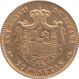 1890 GOLD 20 PESETAS SPAIN - Gold World Coins - Cambridgeshire Coins