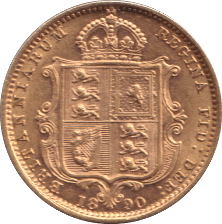 1890 GOLD HALF SOVEREIGN ( AUNC ) - HALF SOVEREIGN - Cambridgeshire Coins