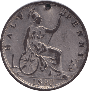 1890 HOLED HALFPENNY ( FINE ) - HALFPENNY - Cambridgeshire Coins