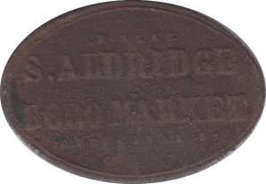 1890 ONE SHILLING TOKEN S.ALDRIDGE - OTHER TOKENS - Cambridgeshire Coins