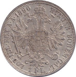 1890 SILVER ONE FLORIN AUSTRIA - SILVER WORLD COINS - Cambridgeshire Coins
