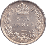 1890 SIXPENCE ( AUNC ) - SIXPENCE - Cambridgeshire Coins
