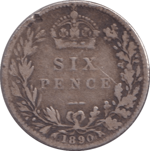 1890 SIXPENCE ( F ) - SIXPENCE - Cambridgeshire Coins