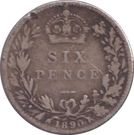 1890 SIXPENCE ( F ) - SIXPENCE - Cambridgeshire Coins