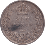 1890 SIXPENCE ( FINE ) - SIXPENCE - Cambridgeshire Coins