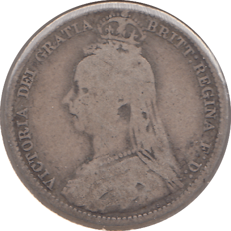 1890 SIXPENCE ( NF ) - SIXPENCE - Cambridgeshire Coins