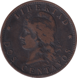 1890 TWO CENTAVOS ARGENTINA - WORLD COINS - Cambridgeshire Coins
