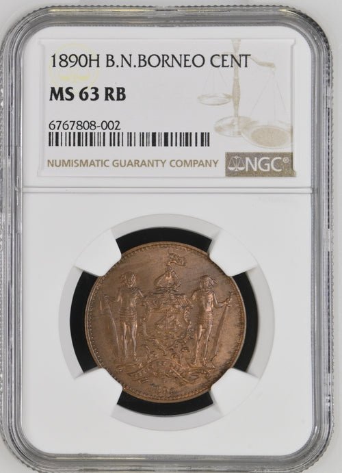 1890H B.N.BORNEO CENT ( NGC ) MS 63 RB - NGC COPPER COINS - Cambridgeshire Coins