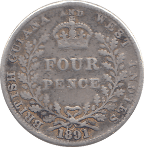 1891 4 PENCE BRITISH GUIANA - WORLD COINS - Cambridgeshire Coins