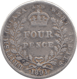 1891 4 PENCE BRITISH GUIANA - WORLD COINS - Cambridgeshire Coins
