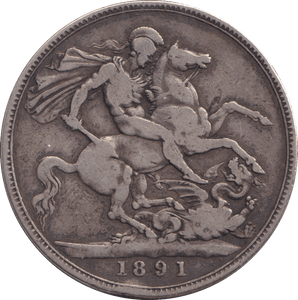 1891 CROWN 1 ( FINE ) - CROWN - Cambridgeshire Coins