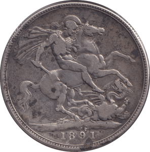 1891 CROWN 3 ( FINE ) - CROWN - Cambridgeshire Coins