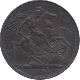 1891 CROWN ( GVF ) - CROWN - Cambridgeshire Coins