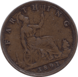 1891 FARTHING ( FINE ) - Farthing - Cambridgeshire Coins