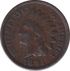 1891 INDIAN HEAD CENT USA - WORLD COINS - Cambridgeshire Coins