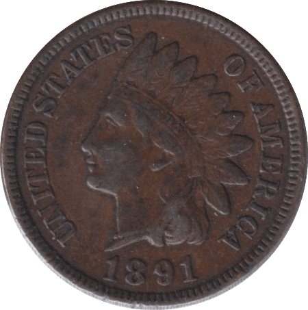 1891 INDIAN HEAD CENT USA - WORLD COINS - Cambridgeshire Coins