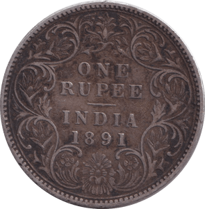 1891 SILVER 1 RUPEE INDIA - SILVER WORLD COINS - Cambridgeshire Coins