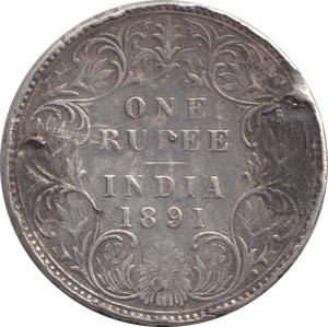 1891 SILVER ONE RUPEE INDIA - SILVER WORLD COINS - Cambridgeshire Coins