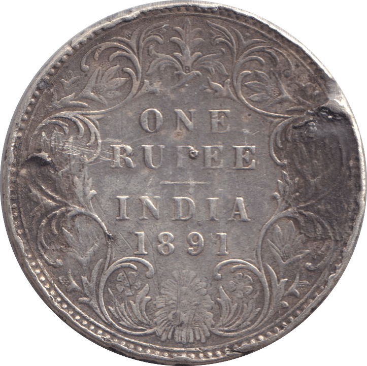 1891 SILVER ONE RUPEE INDIA - SILVER WORLD COINS - Cambridgeshire Coins