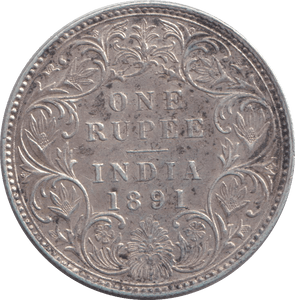 1891 SILVER ONE RUPEE INDIA - SILVER WORLD COINS - Cambridgeshire Coins