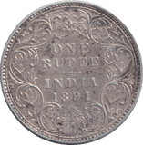 1891 SILVER ONE RUPEE INDIA - SILVER WORLD COINS - Cambridgeshire Coins