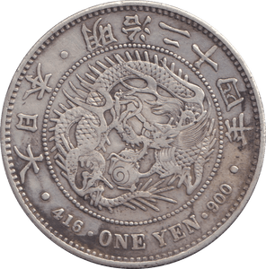1891 SILVER ONE YEN JAPAN - SILVER WORLD COINS - Cambridgeshire Coins