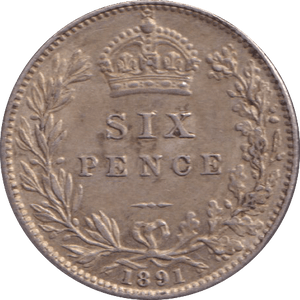 1891 SIXPENCE ( EF ) - SIXPENCE - Cambridgeshire Coins