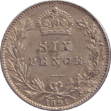 1891 SIXPENCE ( EF ) - SIXPENCE - Cambridgeshire Coins