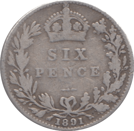1891 SIXPENCE ( FINE ) - SIXPENCE - Cambridgeshire Coins