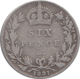 1891 SIXPENCE ( FINE ) - SIXPENCE - Cambridgeshire Coins