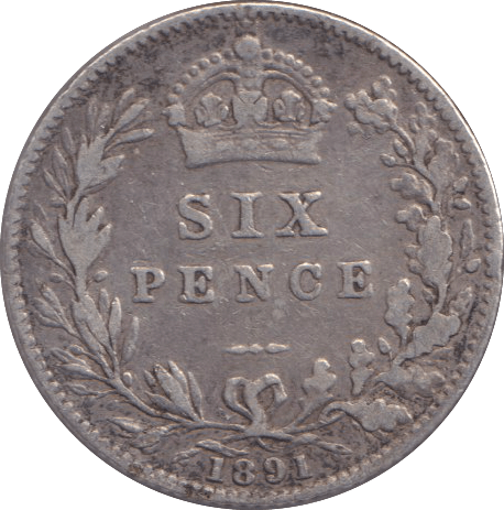 1891 SIXPENCE ( GF ) - SIXPENCE - Cambridgeshire Coins