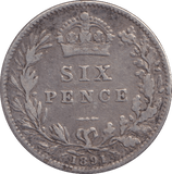 1891 SIXPENCE ( GF ) - SIXPENCE - Cambridgeshire Coins