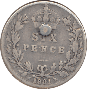 1891 SIXPENCE ( NF ) - SIXPENCE - Cambridgeshire Coins