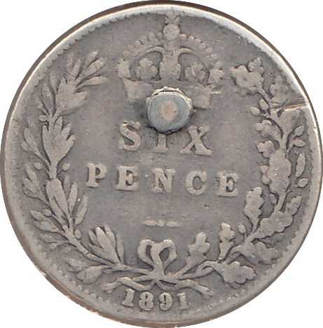 1891 SIXPENCE ( NF ) - SIXPENCE - Cambridgeshire Coins