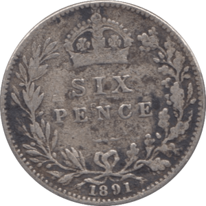 1891 SIXPENCE ( NF ) - SIXPENCE - Cambridgeshire Coins