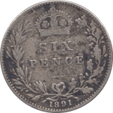 1891 SIXPENCE ( NF ) - SIXPENCE - Cambridgeshire Coins