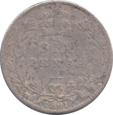 1891 SIXPENCE ( NF ) - SIXPENCE - Cambridgeshire Coins