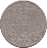 1891 SIXPENCE ( NF ) - SIXPENCE - Cambridgeshire Coins