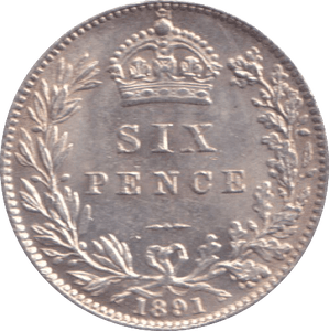 1891 SIXPENCE ( UNC ) - SIXPENCE - Cambridgeshire Coins